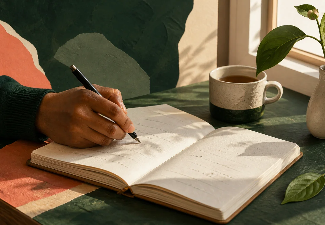Editorial illustration for Journaling for Mental Health Without Getting Stuck in Your Head
